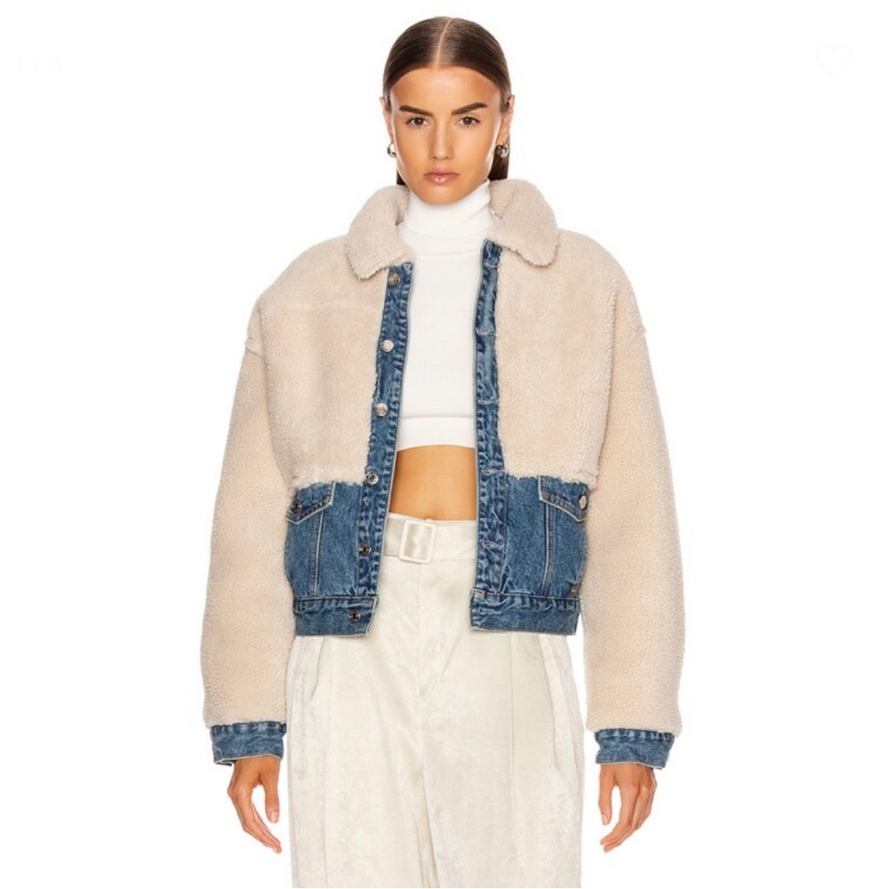 GRLFRND Two-Tone Cream Sherpa & Blue Denim Jacket